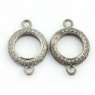 Round Charm Connector 925 Silver Pave Diamond Jewelry Connector Findings Supply.