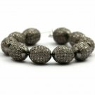 Pave Diamond Designer Oval Beads 925 Silver Natural Diamond Jewelry Beads Charm.