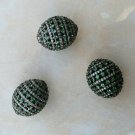 Tsavorite Garnet Pave Set Diamond Oval Shape Jewelry Beads Sterling Silver Beads
