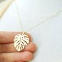 Monstera Leaf Necklace Sterling Silver Modern Elegant Necklace Mom Birthday Gift