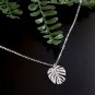 Monstera Leaf Necklace Sterling Silver Modern Elegant Necklace Mom Birthday Gift