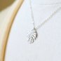 Monstera Leaf Necklace Sterling Silver Modern Elegant Necklace Mom Birthday Gift