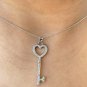 Key Heart Necklace Diamond Necklace For Women 14k Solid Gold Gold Heart Key M8.