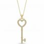 Key Heart Necklace Diamond Necklace For Women 14k Solid Gold Gold Heart Key M8.