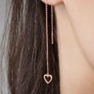 Heart Threader Pull Through Earrings 925 Silver Fashion Jewelry Christmas Gift.