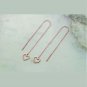 Heart Threader Pull Through Earrings 925 Silver Fashion Jewelry Christmas Gift.