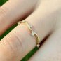14k Solid Gold Tiny Diamond Plain Vine Ring Handmade Diamond Delicate Wavy Rings