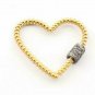 Pave Diamond Carabiner Heart Lock 925 Silver Screw Carabiner Lock Findings W8.
