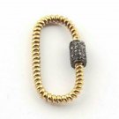 Pave Diamond Carabiner Oval Lock 925 Silver Screw Carabiner Lock Findings W56.