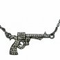 Diamond Pave Handmade Small Pistol Gun Pendant Chain Necklace 925 Silver NS8.