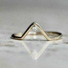 14k Solid Gold Chevron V Shape Diamond Ring Handmade Stacking Ring Band NS89.