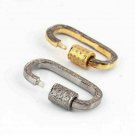 Pave Diamond Carabiner Oval Lock 925 Silver Screw Carabiner Lock Findings G8.