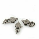 Pave Diamond Lobster Clasp 925 Silver Clover Lobster Clasp Findings Clasp Lock.