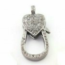 Pave Diamond Lobster Clasp 925 Silver Heart Lobster Clasp Findings Clasp Lock J7