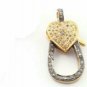Pave Diamond Lobster Clasp 925 Silver Heart Lobster Clasp Findings Clasp Lock J7