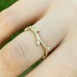 14k Solid Gold Tiny Diamond plain Vine Leaf Ring Handmade Dainty Wavy Ring NS8