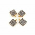 Pave Diamond Square Charm Pendant 925 Silver Jewelry Charm Finding Supplies TW9.