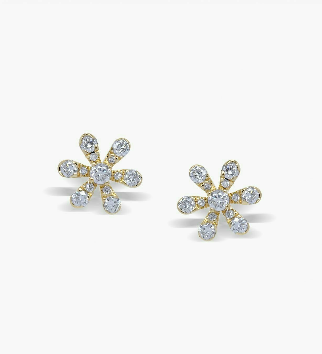 Sparkling Daisy Flower Studs 14k Solid Gold Diamond Earring Birthday Gift NS74.
