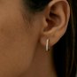Diamond Square Hoops 14k Solid Gold Diamond Slim Earring Hoop Birthday Gift N89.