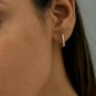 Diamond Square Hoops 14k Solid Gold Diamond Slim Earring Hoop Birthday Gift N89.