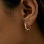 Diamond Square Hoops 14k Solid Gold Diamond Slim Earring Hoop Birthday Gift N89.