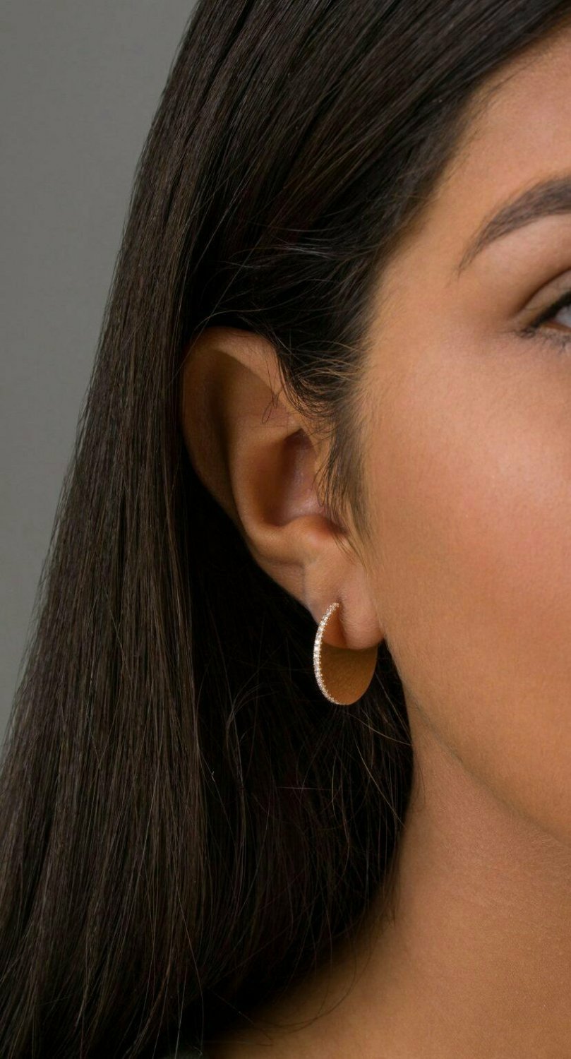 Sliced Disc Earring 14k Solid Gold Diamond Earring Wedding Bridal Earring NS78.