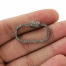 1Pc Pave Diamond Rectangle Screw Clasp Sterling Silver 30x17mm Carabiner Clasp.