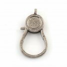 1Pc Antique Pave Diamond Lobster Lock Clasp Sterling Silver 38x21mm Diamond Lock