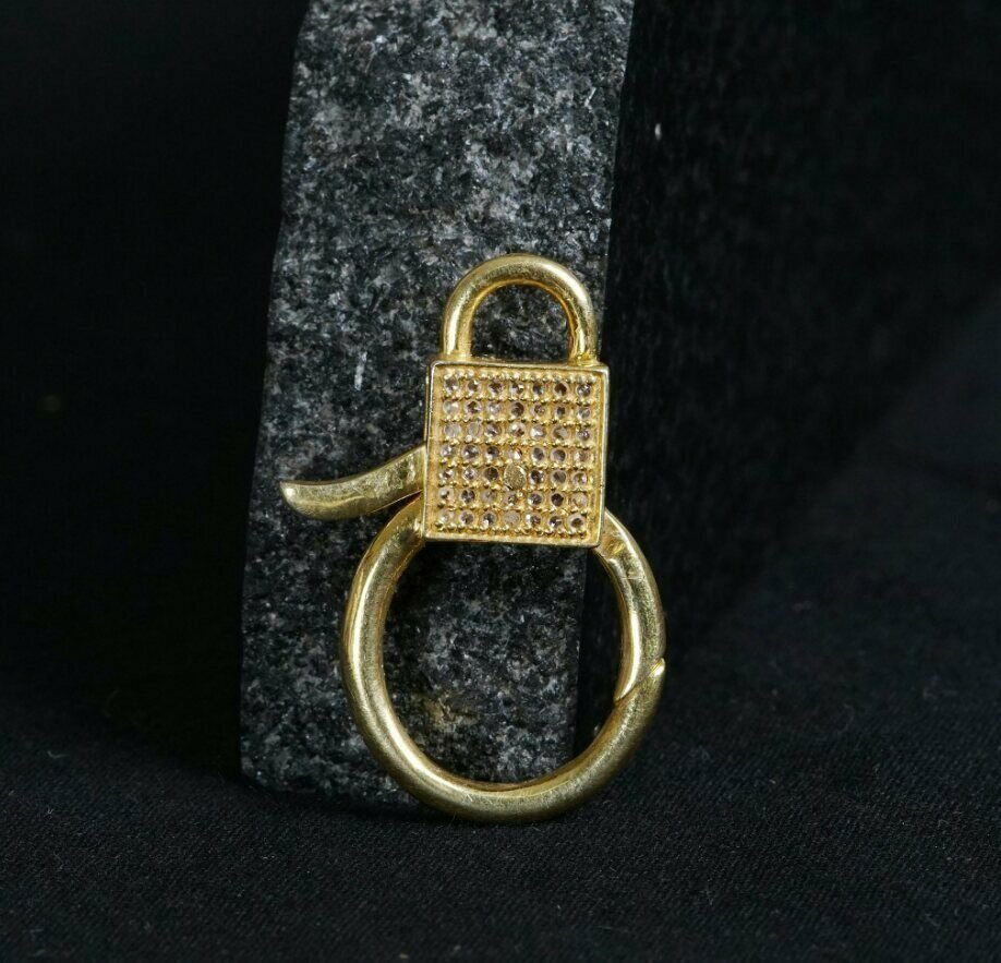 Diamond Silver Lock Clasp 925 Silver Pave Diamond Jewelry Double Sided Clasp N7.