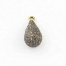 Pave Diamond Drop Charm Pendant 925 Silver Jewelry Charm Finding Tear Drop Charm