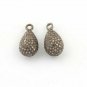 Pave Diamond Drop Charm Pendant 925 Silver Jewelry Charm Finding Tear Drop Charm