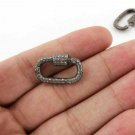 1Pc Pave Diamond Rectangle Screw Clasp Sterling Silver 23x16mm Carabiner Lock.