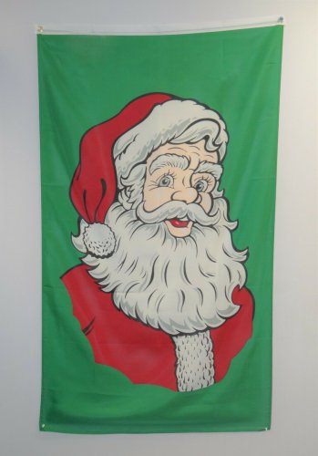 Santa Face Banner w/header & brass Grommets-3' x 5'-New - Free Shipping