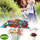 50pcs Butterfly Stakes Colorful Garden Dragonflies Art Planter Flower Pot Decor