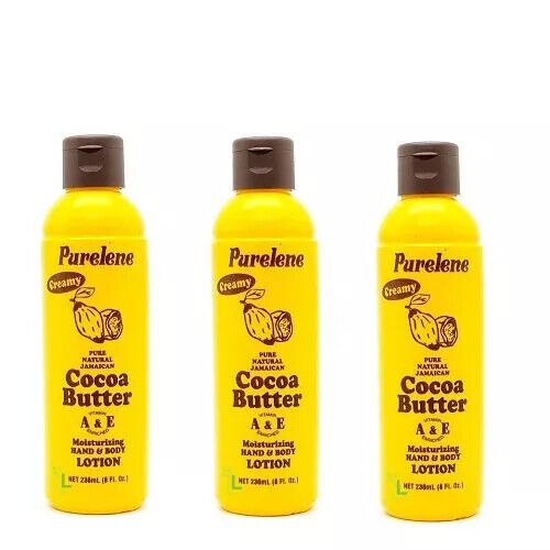 3 X JAMAICAN PURELENE COCOA BUTTER LOTION A & E FOR ALL SKIN TYPES UNISEX