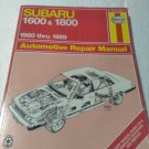 Subaru 1600-1800 1980-1989 Haynes repair  manual 89003 pre-owned