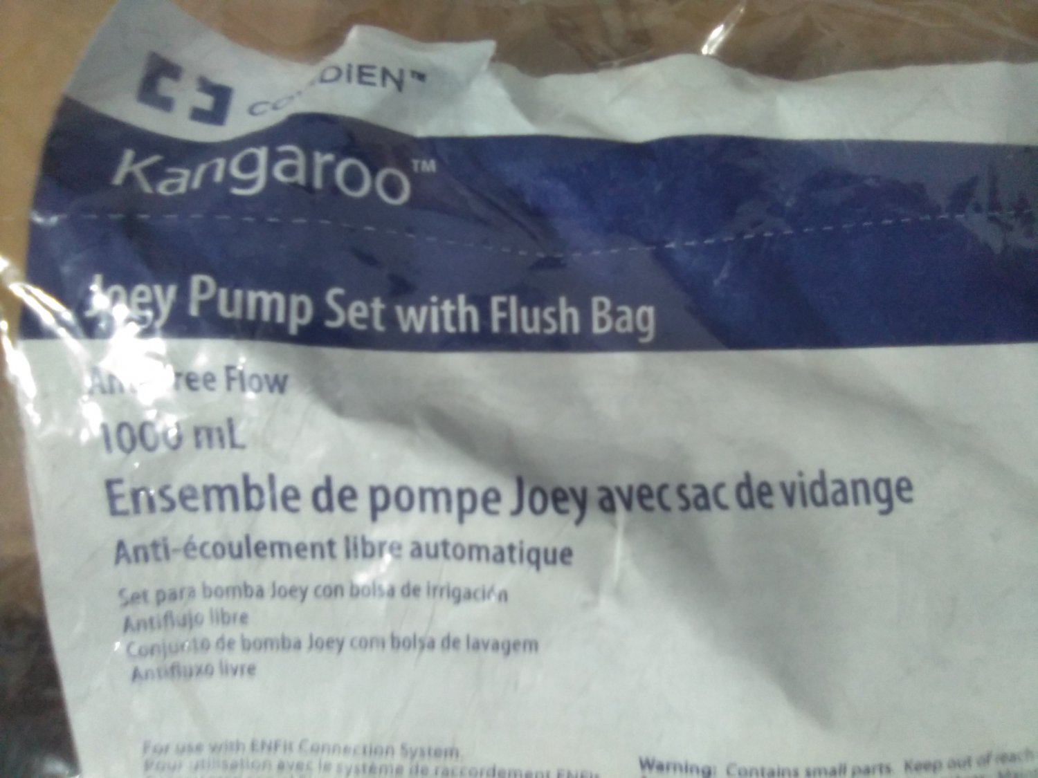 4 COVIDIEN 763662 1000ML Kangaroo Joey Pumps Set with Flush Bags. New