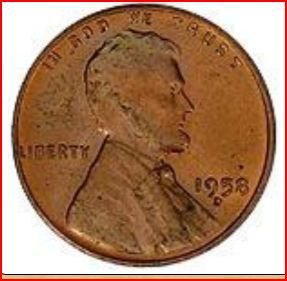 1958 wheat penny, circulated