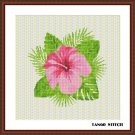 Hibiscus pink flower cross stitch embroidery pattern