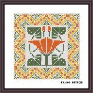 Art nouveau easy cross stitch embroidery flower pattern