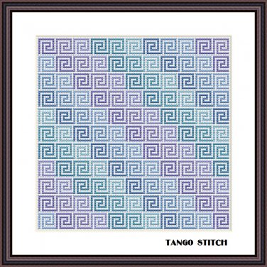 Blue gradient ornament easy cross stitch embroidery pattern