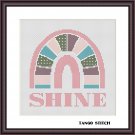 Shine pink Boho rainbow cross stitch easy embroidery pattern