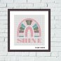 Shine pink Boho rainbow cross stitch easy embroidery pattern