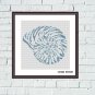 Blue monochrome shell sea creature cross stitch pattern