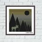 Elk at the night mountains easy cross stitch embroidery design