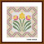 Art nouveau beautiful pink flower easy cross stitch pattern