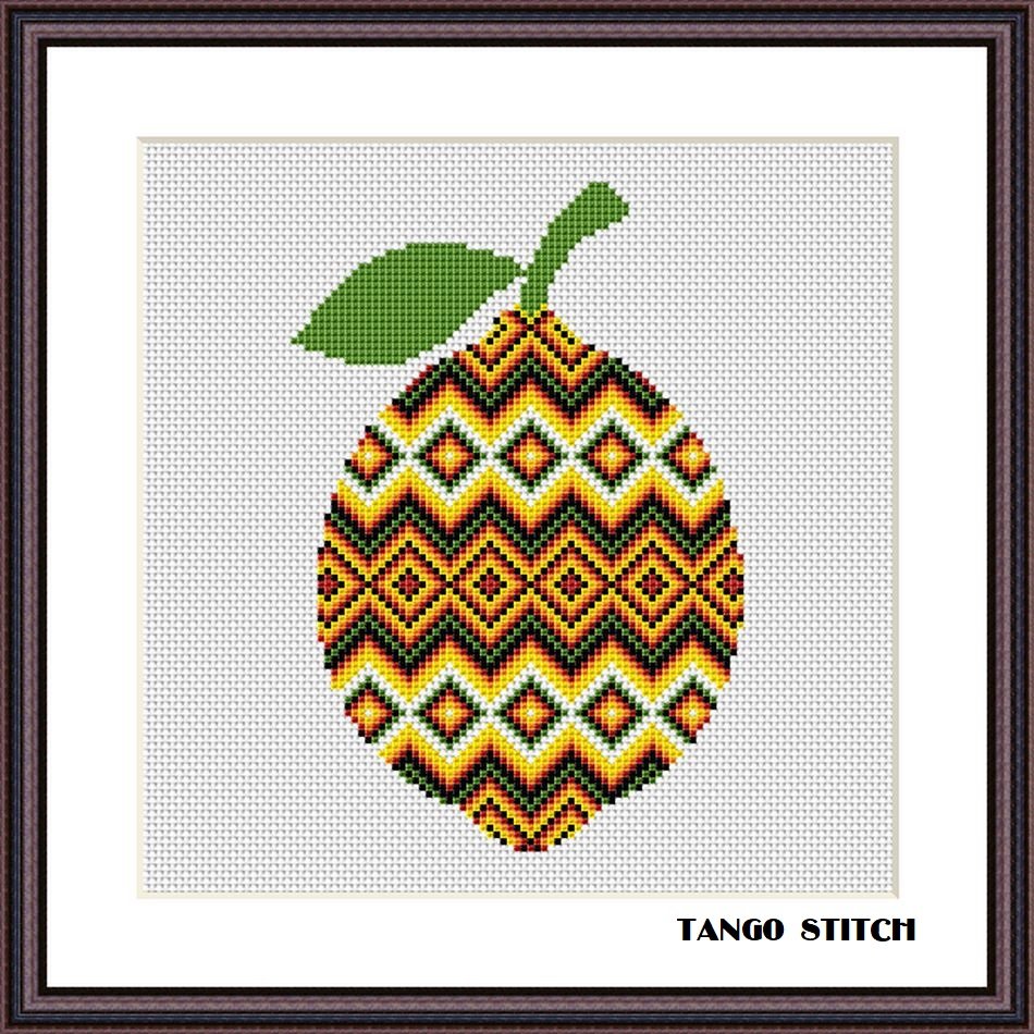 Lemon aztec ornament cute cross stitch embroidery design