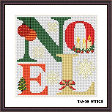 Noel Christmas ornaments cross stitch needlepoint pattern
