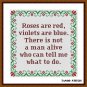 Roses are red violets are blue funny quote cross stitch pattern