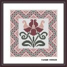 Art nouveau floral cross stitch ornament embroidery pattern